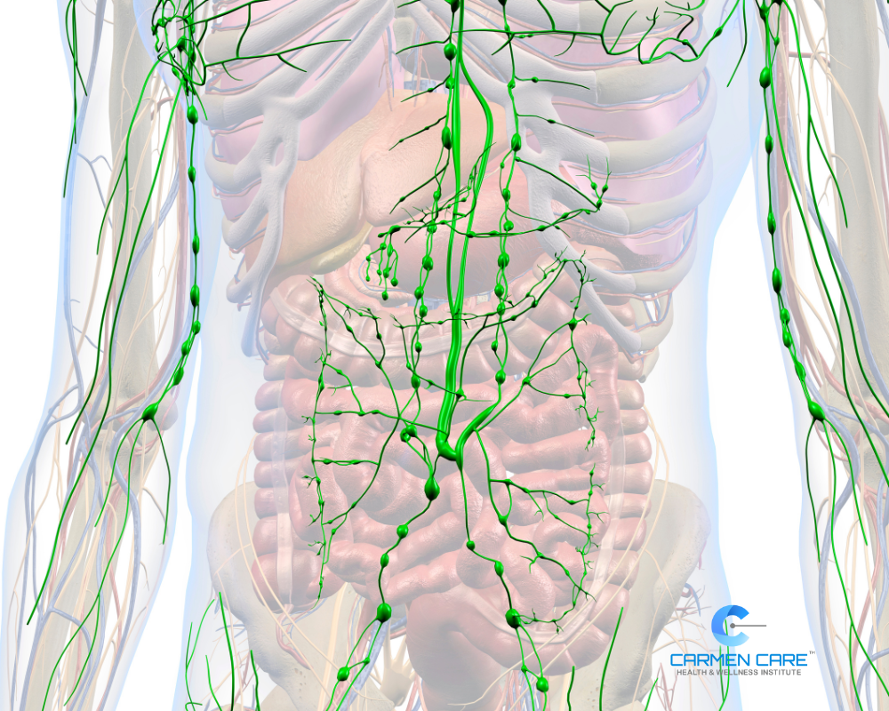 The areas most affected by lymphatic stagnation